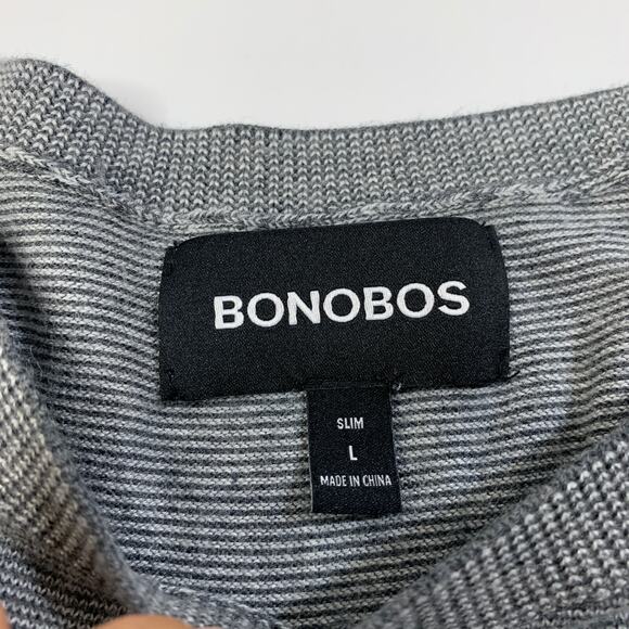 Bonobos Sweater Mens L Large Grey SLIM Fit Crew Neck Cotton Blend Knit Pullover - Picture 3 of 10